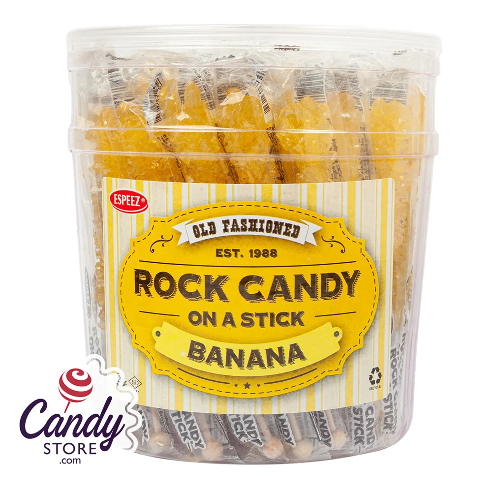 Yellow Rock Candy Crystal Sticks Banana - 36ct Tub - Image 3