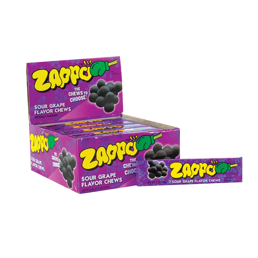 Zappo Sour Grape Chews Sticks - 30ct